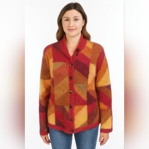 Talbots Vintage Mohair Boho Gypsy Sweater Cardigan Size‎ Large